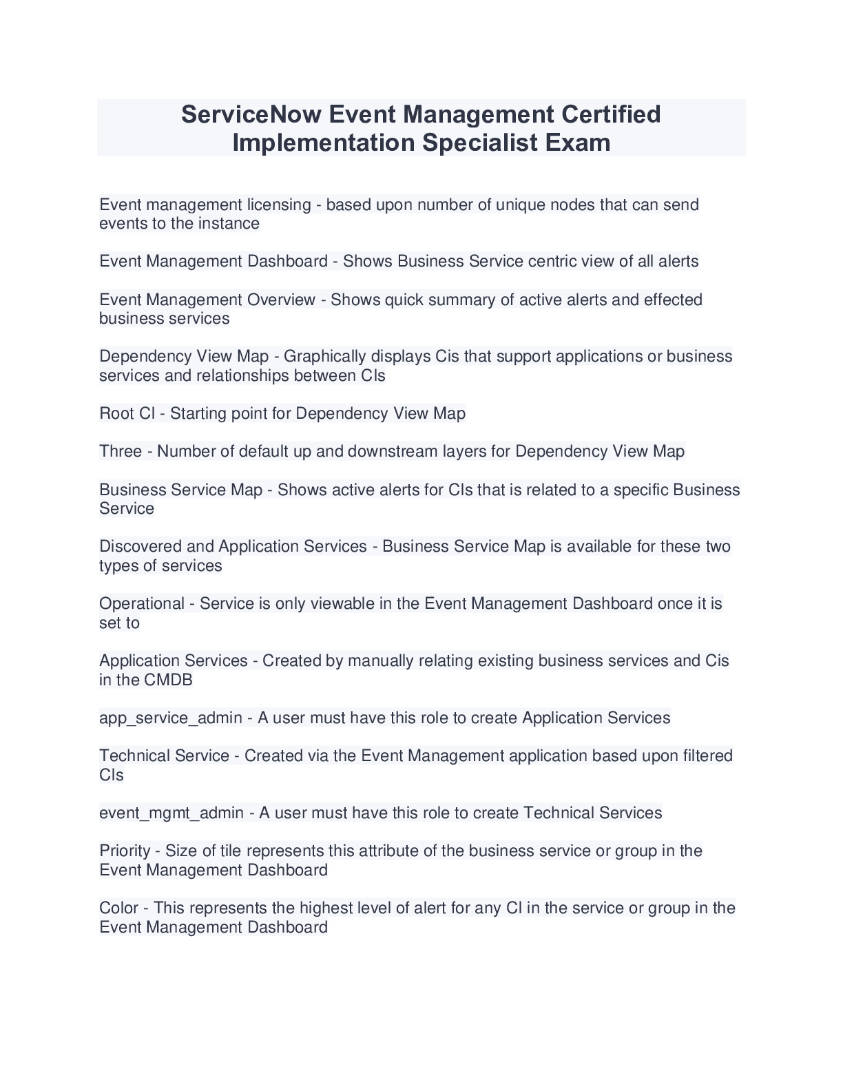 Preview of ServiceNow Event Management Certified Implementation Specialist Exam